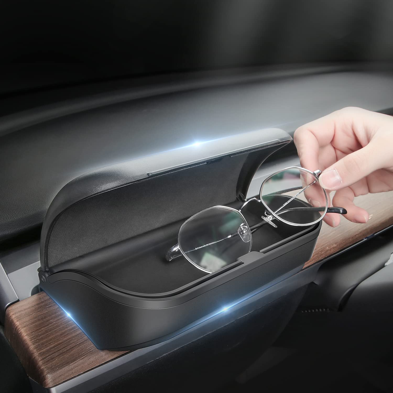 ShowEv für Tesla Model 3 Y Sonnenbrillenhalter Brillenhalterung Aufbewahrungsbox für Model 3 Y Zubehör von ShowEv