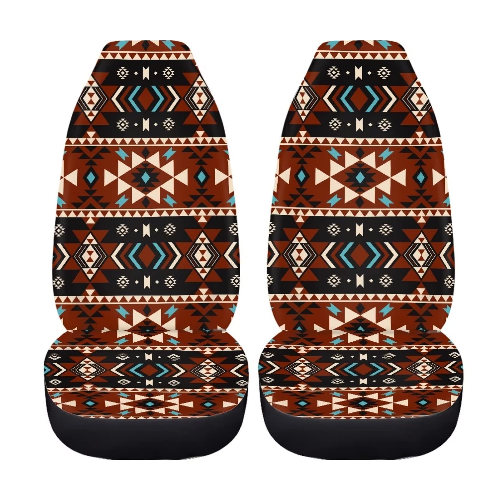 Showudesigns Boho Tribal Azteken-Autositzbezüge, 2 Stück, elastischer Schalensitz, Vordersitzschutz, Universal für Fahrzeug, SUV, Limousine, LKWs für Frauen, Braun von Showudesigns