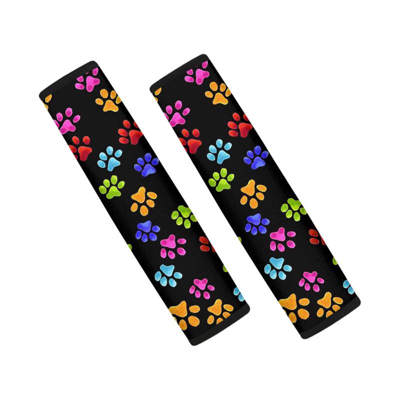 Showudesigns Niedliche Pfoten-Sicherheitsgurt-Abdeckung für Kinder, universelle Autositzgurt-Polster, Sicherheitsgurt-Schulterpolster für Kinder und Erwachsene, Regenbogenpfote von Showudesigns