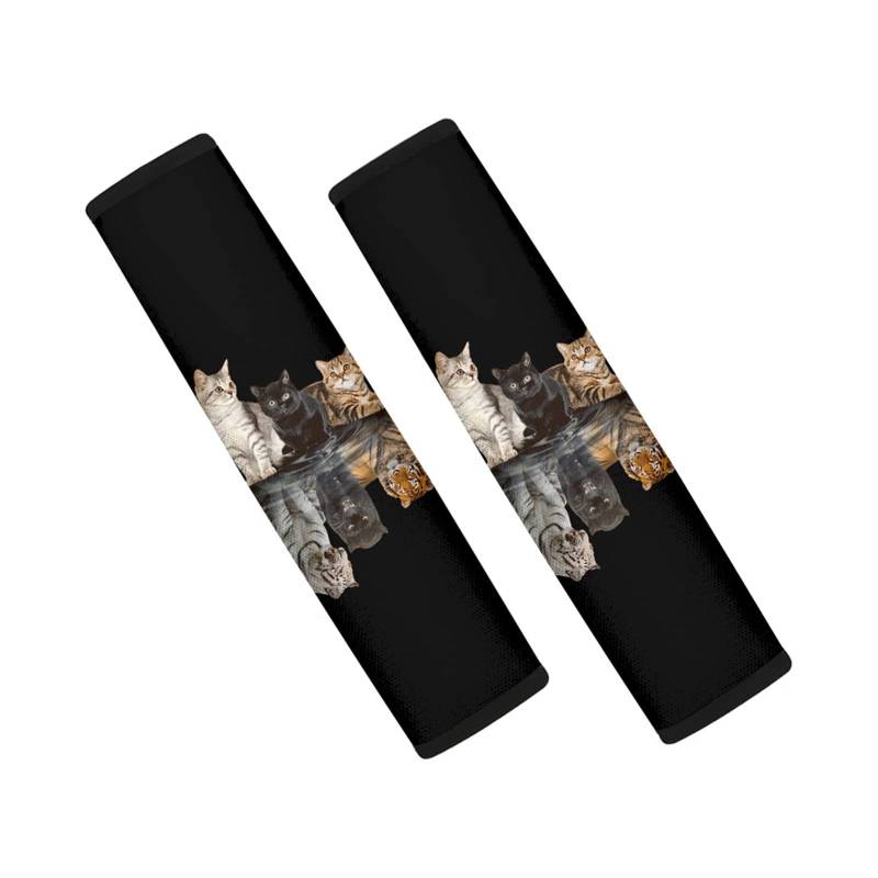 Showudesigns Katzen-Auto-Sicherheitsgurt-Abdeckung, Schultergurt-Pads, Sicherheitsgurt-Schulterpolster für Erwachsene und Kinder, Kätzchen, reflektierender Tiger, 2 Stück von Showudesigns