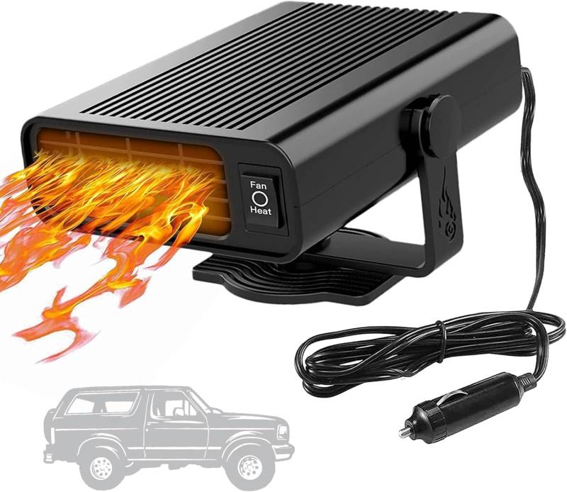 Showvigor Tragbare Autoheizung, 2-in-1 Schneller Heizlüfter 12V 150W, der in Zigarettenanzünder Einsteckt, Überhitzungsschutz, Getriebe einstellbar, Kein Geräusch, Windschutzscheibe Autoheizer von Showvigor