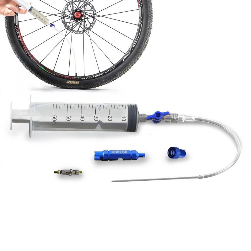 Shredr. Tubeless Injector Set | Komplettes Set inkl. Tubeless-Spritze, Ventilkern Werkzeug und Ventil-Adapter | 60ml Füllmenge | Für einfachen und sauberen Tubeless Service. von Shredr.