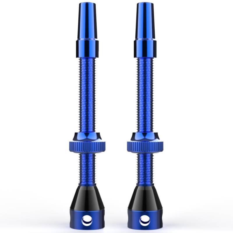 Shredr. Tubeless Ventile Set, blau | Presta Ventile für Schlauchlos-Reifen | Superleichtes Alu, blau eloxiert, französisches Ventil | 60mm für Hochprofil Rennrad-Felgen von Shredr.