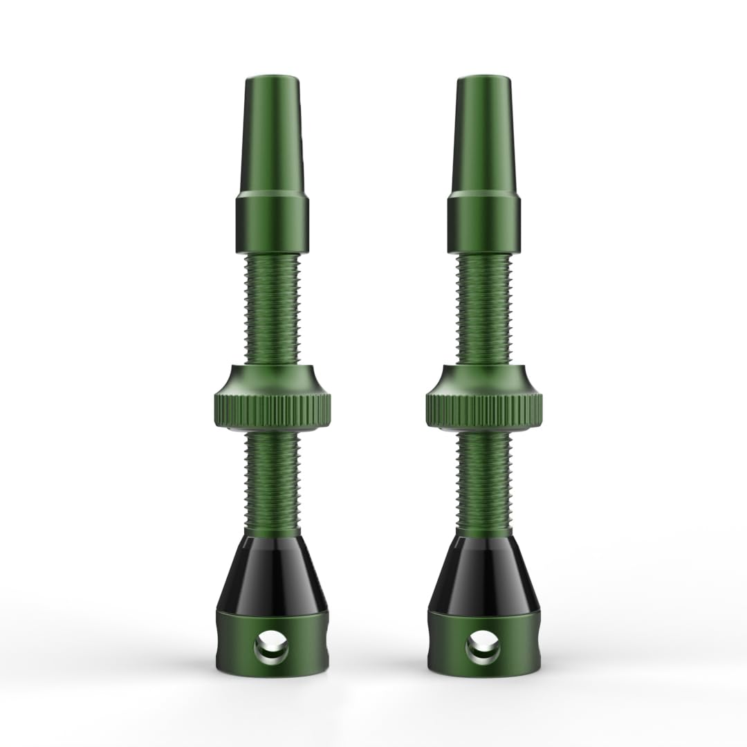 Shredr. Tubeless Ventil Set | Presta für Schlauchlos-Reifen | Superleichtes Alu, Bunt Eloxiert, Französisches Ventil | Für Normale Tubeless-Felgen (Dunkelgrün, 44mm) von Shredr.