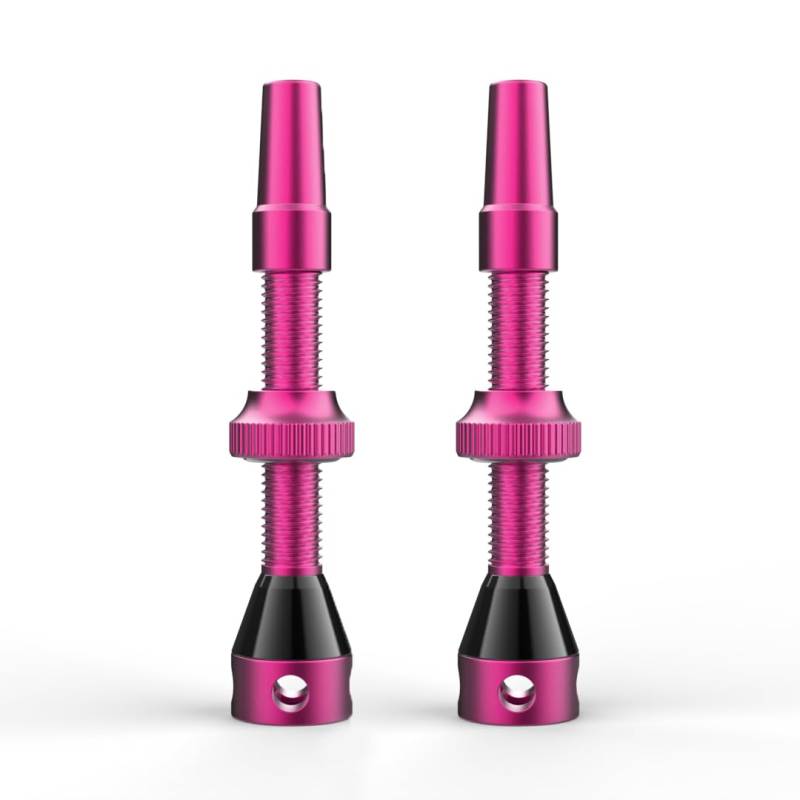 Shredr. Tubeless Ventil Set | Presta für Schlauchlos-Reifen | Superleichtes Alu, Bunt Eloxiert, Französisches Ventil | Für Normale Tubeless-Felgen (Pink, 44mm) von Shredr.