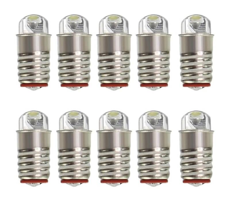 ShuoHui E5 warmweiss LED 12V-14V Leuchtmittel für Fassung E5 E5.5 H0 Bulb Glühbirne 3000K (10) von ShuoHui
