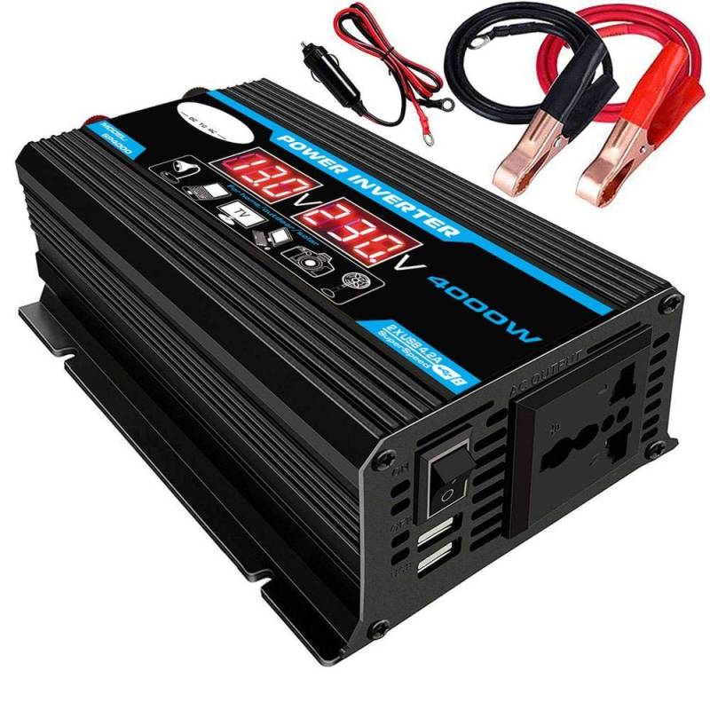 Wechselrichter Auto,Wechselrichter für Fahrzeuge 12V bis 220V / 110V LED-Autoleistungs-Wechselrichter-Wandler-Ladegerät Adapter Dual USB-Spannungstransformator modifizierte Sinuswelle(Black12v to 220v von Shupiquant
