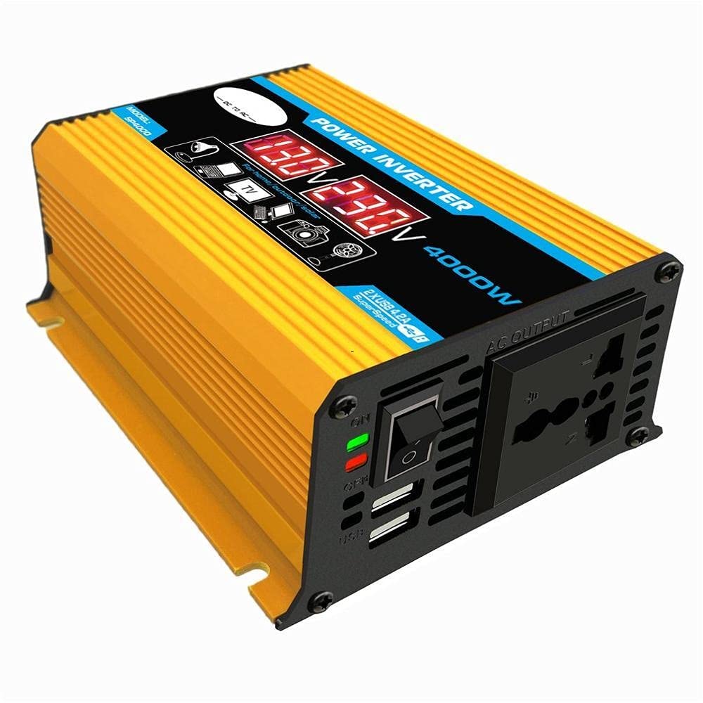 Wechselrichter Auto,Wechselrichter für Fahrzeuge 12V bis 220V / 110V LED-Autoleistungs-Wechselrichter-Wandler-Ladegerät Adapter Dual USB-Spannungstransformator modifizierte Sinuswelle(Yellow12v to 220 von Shupiquant