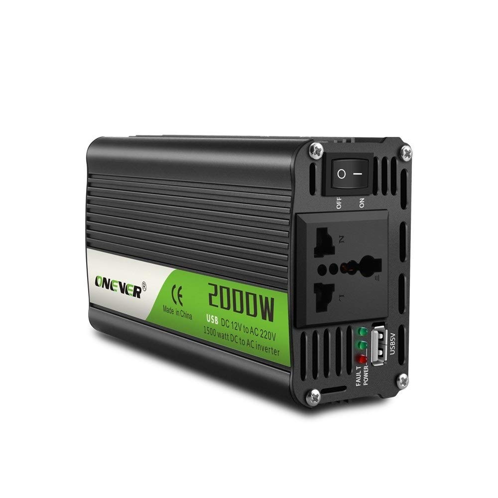 Wechselrichter Auto,Wechselrichter für Fahrzeuge 2000W Auto-Inverter 12v 220v Konverter DC 12 V bis 220 V 2,1A USB Ports Ladegerät Auto-Energien-Inverter Unterstützung Intelligent Temperature von Shupiquant