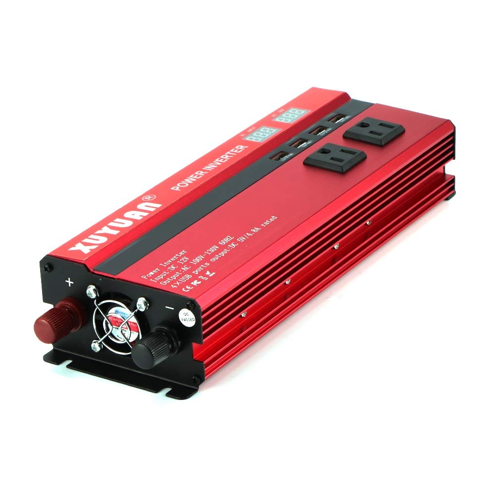 Wechselrichter Auto,Wechselrichter für Fahrzeuge 2000W Auto Power Inverter DC12 / 24V AC110 / 220V Sinus-Konverter 4 USB-Schnittstellen(DC24V to AC220V) von Shupiquant