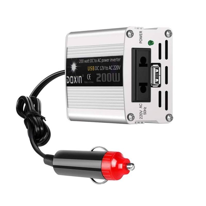 Wechselrichter Auto,Wechselrichter für Fahrzeuge 200W 12V DC bis 220V AC-Auto-Energien-Inverter-Konverter-Adapter-Adapter USB-Car-Styling-Auto-Ladegerät Peak Power 400W von Shupiquant