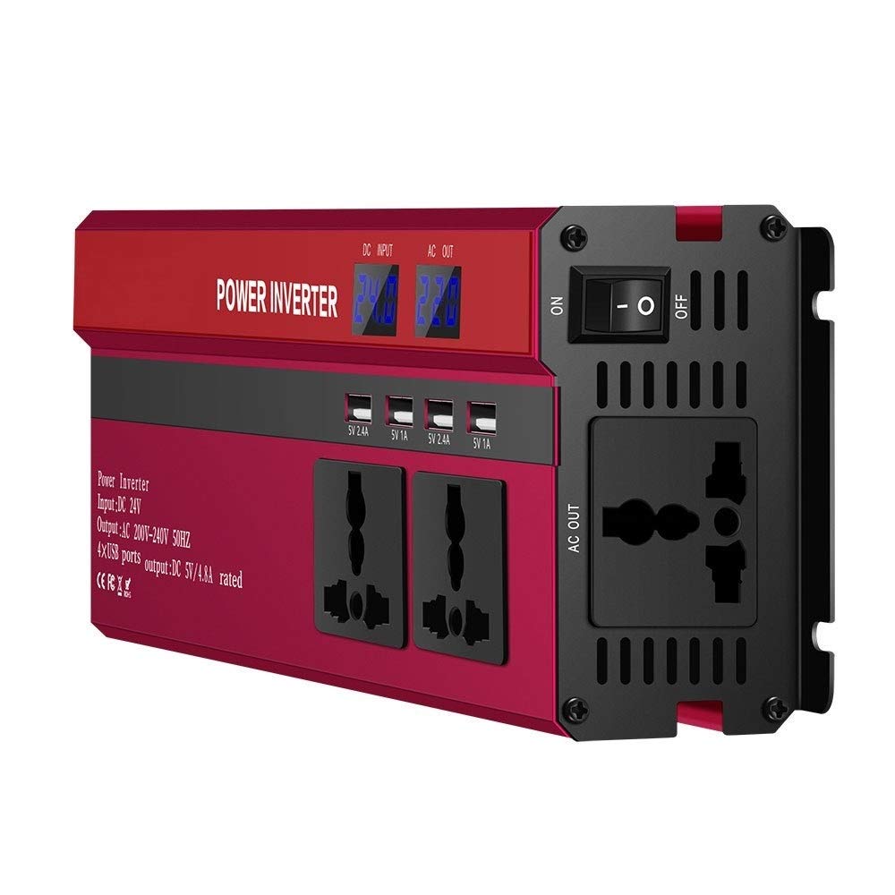 Wechselrichter Auto,Wechselrichter für Fahrzeuge 4000W / 5000W Solarauto-Energien-Inverter-DC12 / 24V AC110 / 220V Sinus-Konverter Digitalanzeige 4 USB-Schnittstellen(DC12V to AC220V) von Shupiquant
