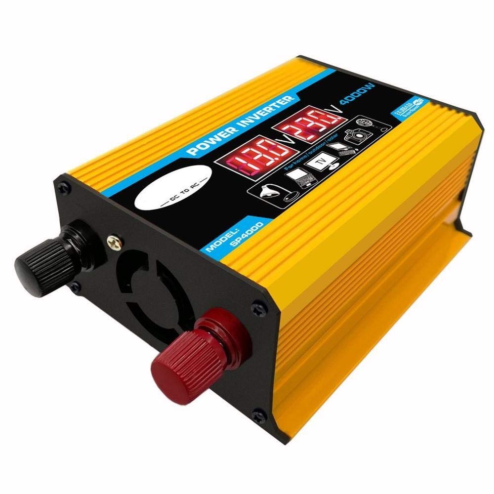Wechselrichter Auto,Wechselrichter für Fahrzeuge 4000W 12V bis 220V Auto-Energien-Inverter-Konverter-Ladegerät Doppel-USB-Spannungswandler modifizierter Sinus(Yellow,110V) von Shupiquant