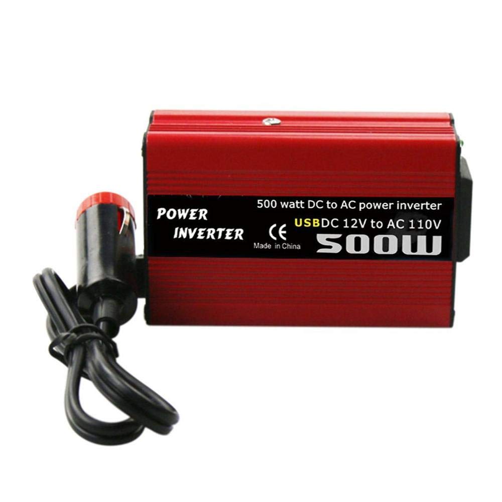Wechselrichter Auto,Wechselrichter für Fahrzeuge 500W DC an Wechselstromwandler DC 12V bis 110 V 220 V AC Car-Wechselrichter Automatischer Transformator mit doppeltem USB-Autoadapter(DC 12V To AC 220V von Shupiquant