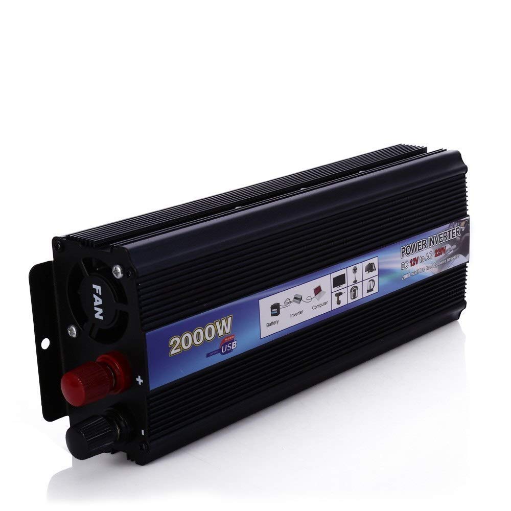 Wechselrichter Auto,Wechselrichter für Fahrzeuge Auto-Energien-Inverter 1000W 2000W Watt DC 12V bis 220V AC Fahrzeug-Batterie-Konverter Stromversorgung On-Board-Ladegerät Schalter(2000W) von Shupiquant