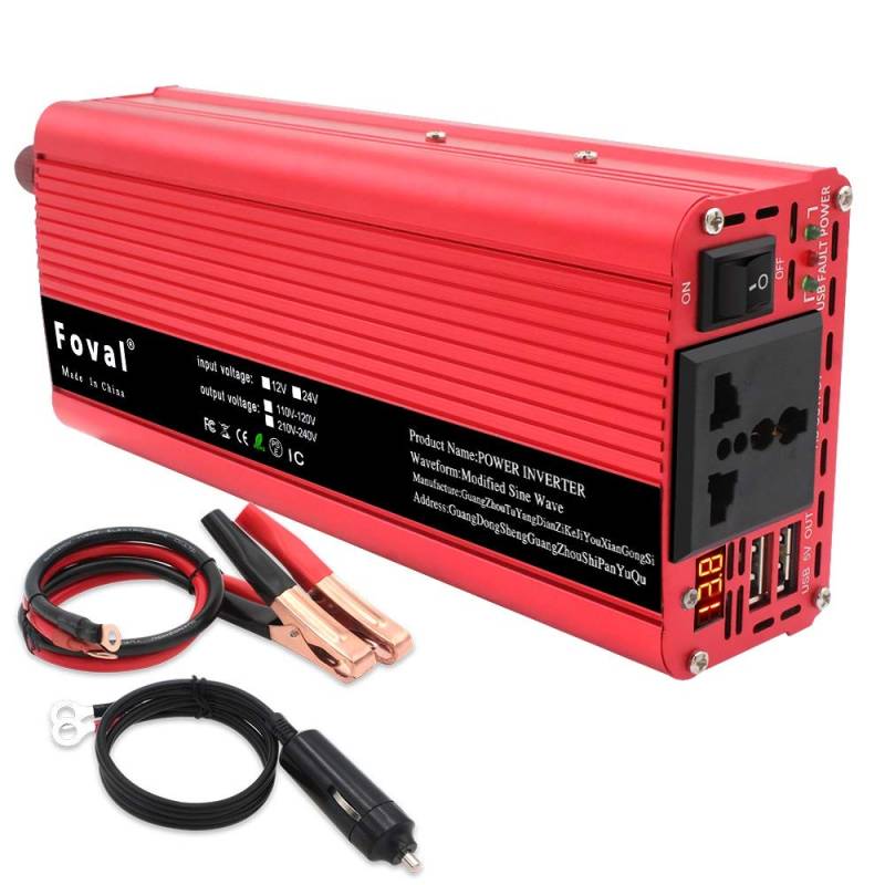 Wechselrichter Auto,Wechselrichter für Fahrzeuge Auto-Energien-Inverter 2600W DC 12V / 24V AC 220-230V tragbare Ladegerät-Konverter-Adapter Dual USB Sinus for Privatanwender Auto(2600w) von Shupiquant