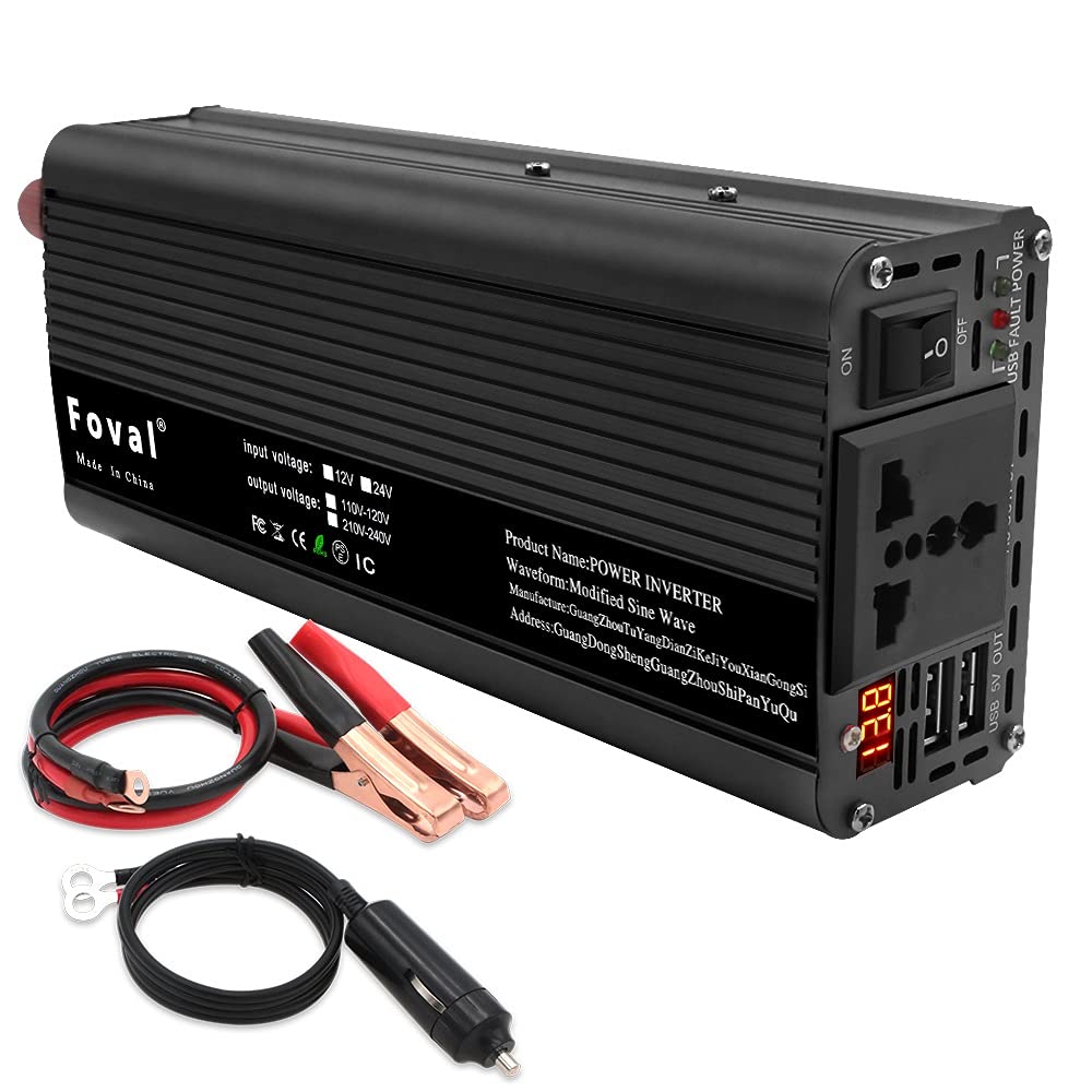 Wechselrichter Auto,Wechselrichter für Fahrzeuge Auto Inverter DC 12V bis AC 220V 1500W / 2000W / 2600W Tragbarer Ladegerät Converter Adapter Universal Sockel Auto Accessorie(2600W) von Shupiquant