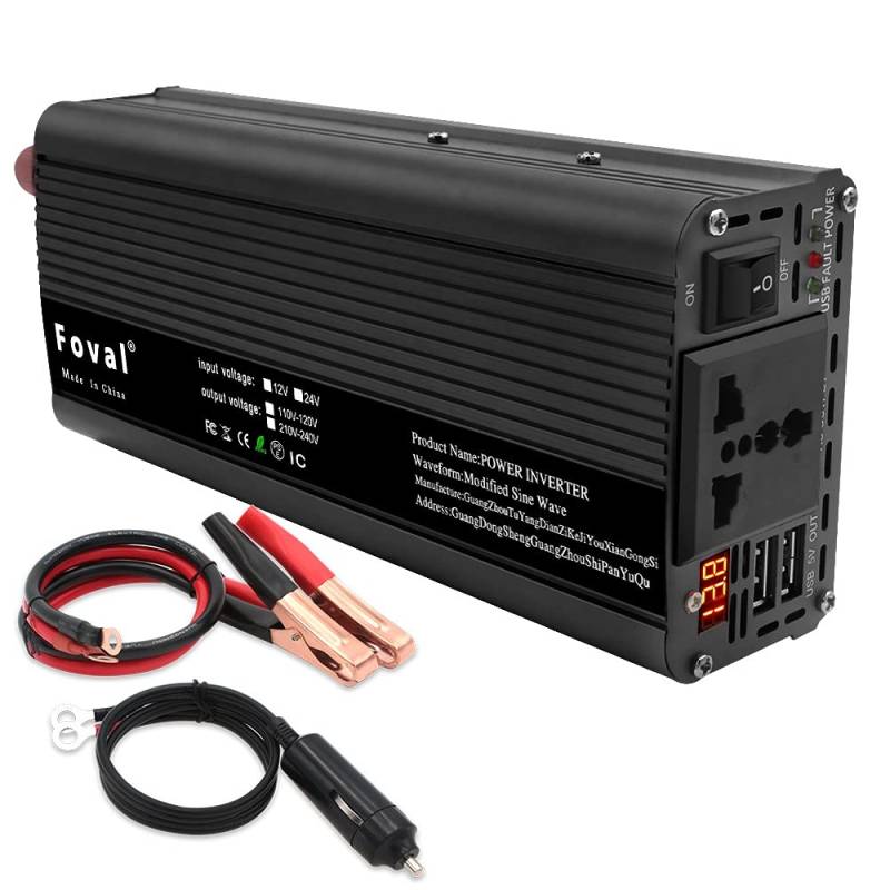 Wechselrichter Auto,Wechselrichter für Fahrzeuge Auto Inverter DC 12V bis AC 220V 1500W / 2000W / 2600W Tragbarer Ladegerät Converter Adapter Universal Sockel Auto Accessorie(2600W) von Shupiquant