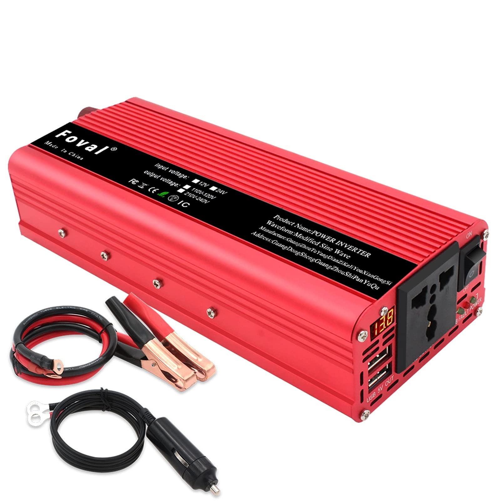 Wechselrichter Auto,Wechselrichter für Fahrzeuge Auto Solar Boost Power Inverter 12V bis 220V 1500W 2000W 2600W Autozubehör Ladegerät Adapter 4.8A 4USB Ladegerät Konverter(2000W) von Shupiquant