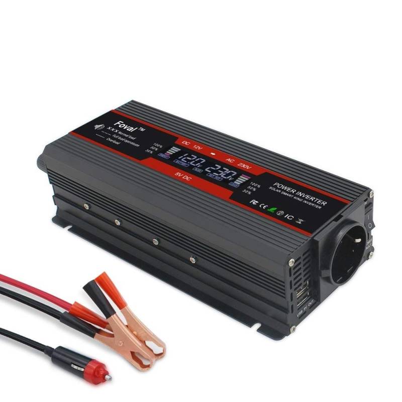 Wechselrichter Auto,Wechselrichter für Fahrzeuge Bildschirm 6000W Power Inverter Spannungswandler Transformator DC 12V bis 220V AC Solar 2 USB-Auto-Transformator Convert von Shupiquant