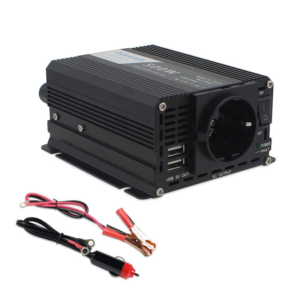Wechselrichter Auto,Wechselrichter für Fahrzeuge DC zum Wechselstrom-Konverter DC 12V bis 220V AC Wechselstrom-Auto-Inverter Automatische Transformator mit Doppel-USB-Auto-Adapter EU-Buchse(12V,2000W_ von Shupiquant