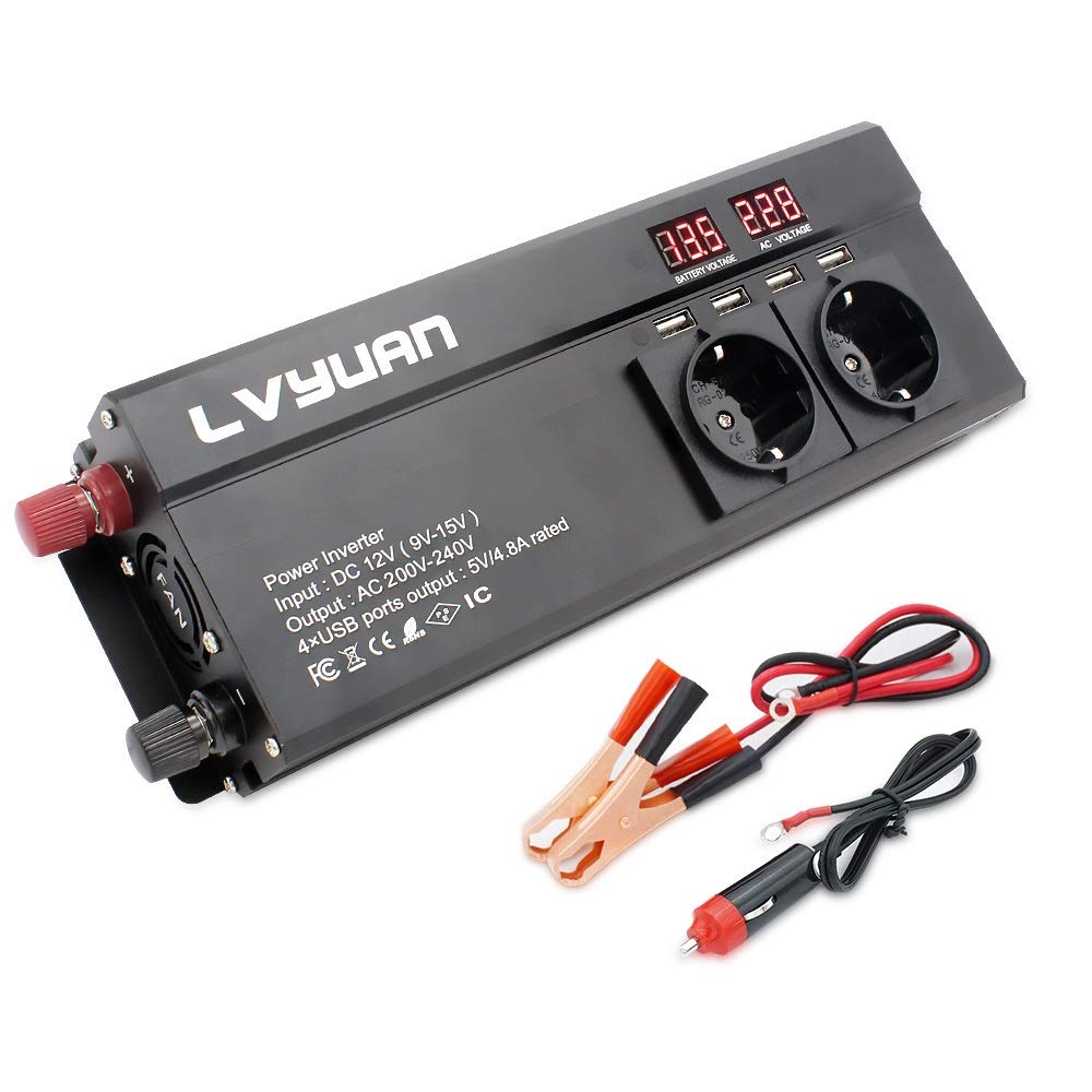 Wechselrichter Auto,Wechselrichter für Fahrzeuge DC12V 220V 6000W Spitzen Sockel änderte Sinus-Welle mit 4,8 A 4 USB 3 AC Steckdosen-Auto-Adapter-Inverter Wechselrichter Auto,Wechselrichter für Fahrzeuge DC12V 220V 6000W Spitzen Sockel änderte Sinus-Welle mit 4,8 A 4 USB 3 AC Steckdosen-Auto-Adapter-Inverter von Shupiquant