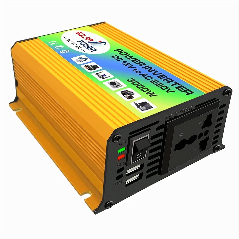 Wechselrichter Auto,Wechselrichter für Fahrzeuge USB-Ladung 3000W DC 12V bis AC 220V Tragbare Autoleistungs-Wechselrichter-Ladegerät-Konverter-Adapter DC 12 bis AC 220 modifizierte Sinuswelle(Yellow 1 von Shupiquant