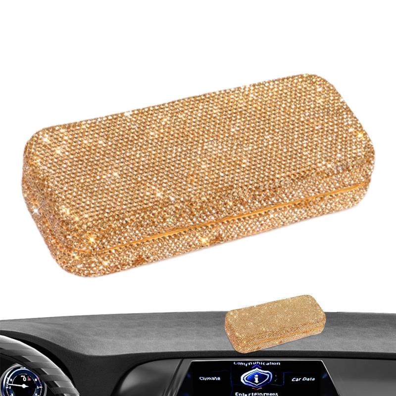 Shxupjn Bling-Etui für Brillen, Brillenetui für Damen - Brillenetui mit Schnappverschluss und eleganten Strasssteinen,Leicht zugänglicher, multifunktionaler, tragbarer Kartenhalter, Auto-Innenzubehör von Shxupjn