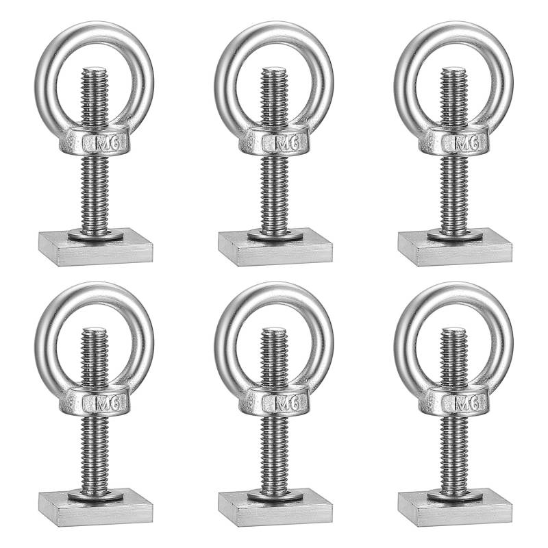 6 STK M6-35mm T-Nut Adapter, T-Nutensteine Dachträger Dachbox, Edelstahl T-Nut Nutsteine Set mit Osenmutter und Unterlegscheiben Kompatibel mit Thule Dachträger Relingträger Dachbox, M6-Ringmutter von SiGuLiKeJi