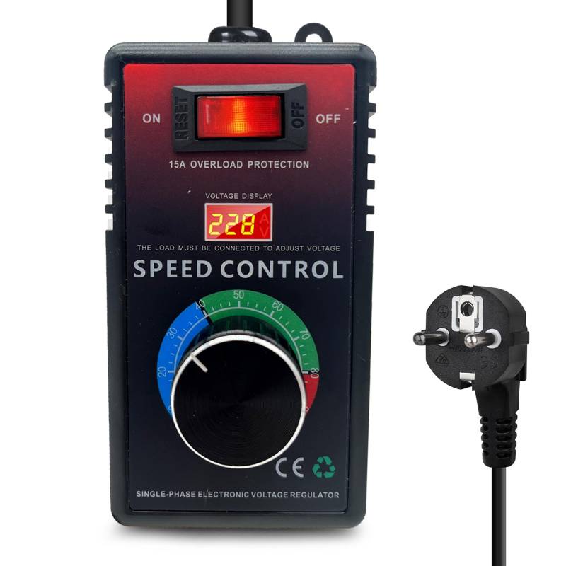 SiRyder Drehzahlregler AC230V,15A SCR Spannungsregler Mit Überlastungsschutz Drehzahlregler Motor Dimmer für Winkelschleifer Voltage Regulator 4000W Schuko Plug von SiRyder