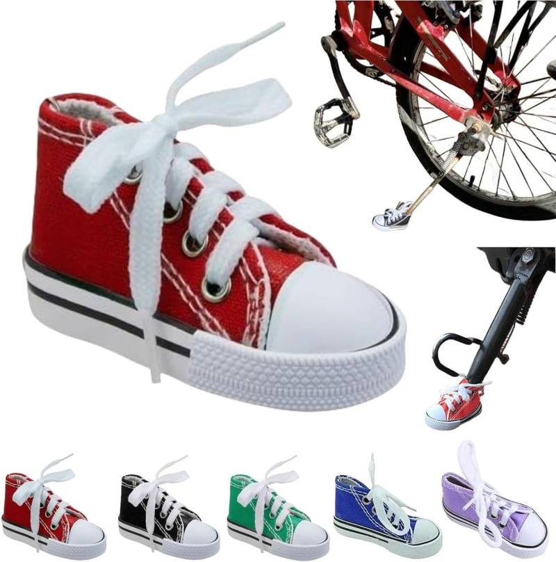 Personalisierte Motorrad-Fußstütze, Fahrradständer, Motorrad-Seitenständer, Ständer-Verlängerungspad, 1 x Motorradständer, niedlicher Mini-Canvas-Schuhe, Seitenständer, Motorradzubehör (Red) von Siapodan