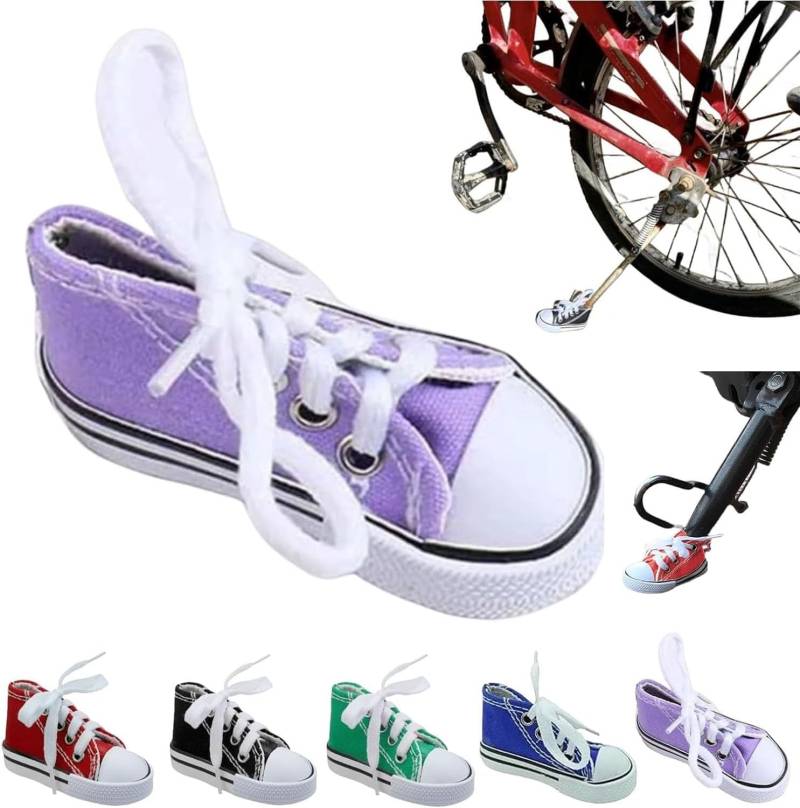 Personalisierte Motorrad-Fußstütze, Fahrradständer, Motorrad-Seitenständer, Ständer-Verlängerungspad, 1 x Motorradständer, niedlicher Mini-Canvas-Schuhe, Seitenständer, Motorradzubehör (Purple) von Siapodan
