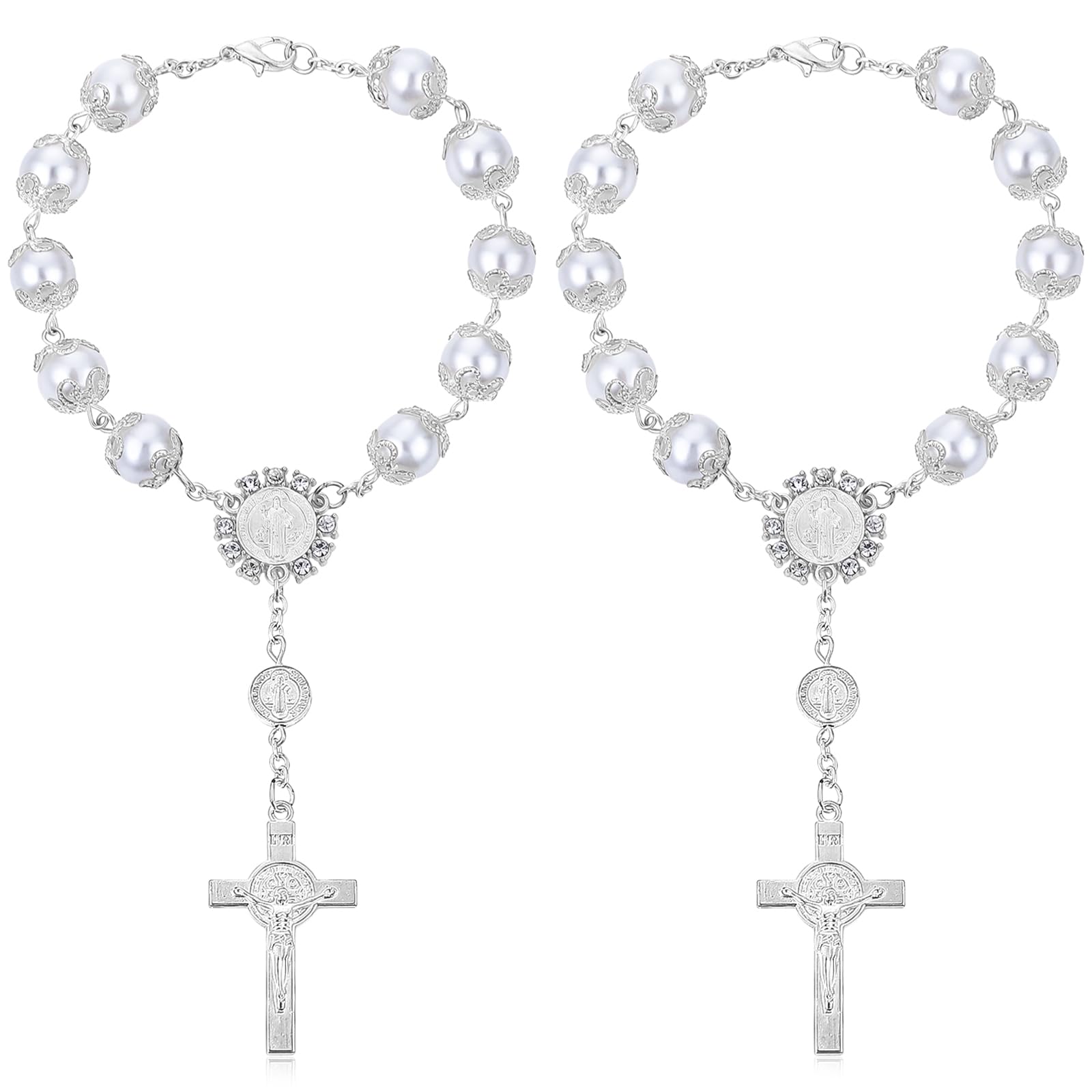 Sibba 2 Stück Auto-Rosenkranz Spiegel Rückspiegel Hängezubehör Auto-Rosenkranz mit Kreuz Segens-Rosenkranz Religiöse Katholische Perlen Auto-Medaille für Spiegel-Innenräume Dekorationen (Silber) Sibba 2 Stück Auto-Rosenkranz Spiegel Rückspiegel Hängezubehör Auto-Rosenkranz mit Kreuz Segens-Rosenkranz Religiöse Katholische Perlen Auto-Medaille für Spiegel-Innenräume Dekorationen (Silber) von Sibba