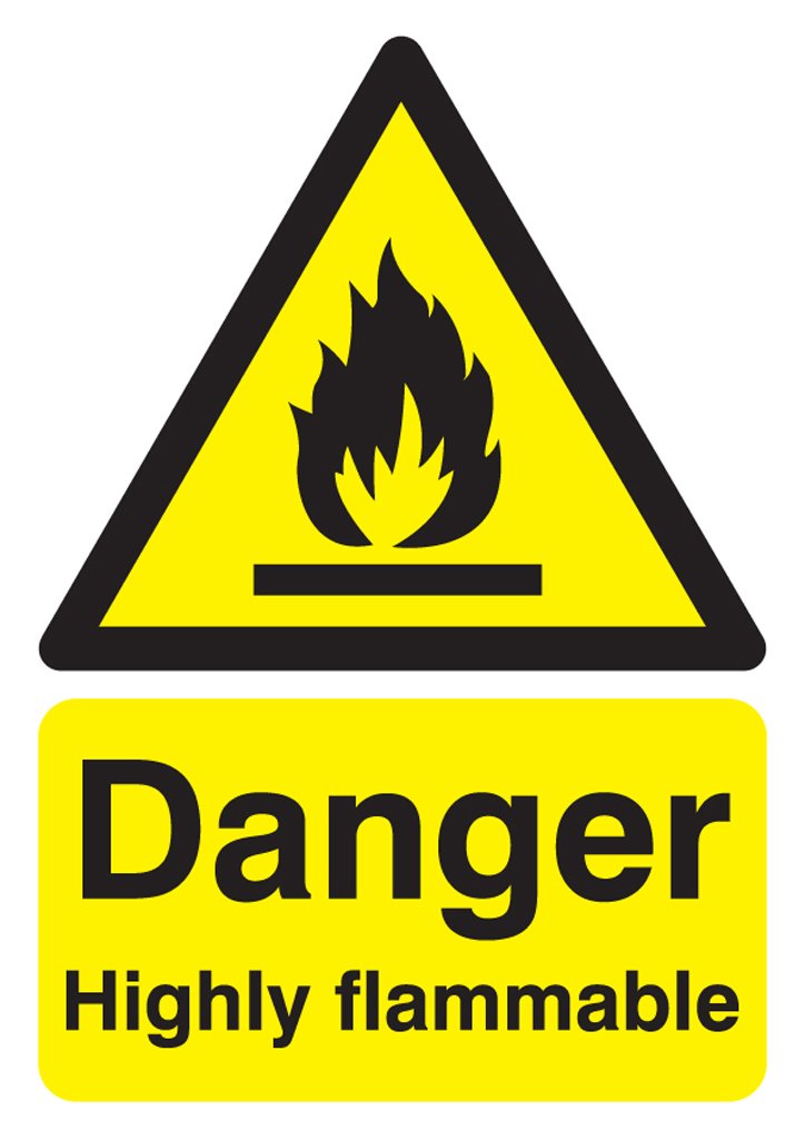 Signs & Labels Zeichen, Schild &FHA13051R, Gefahr, schwer entflammbar von Signs & Labels