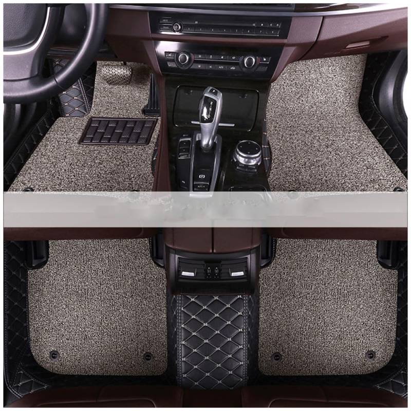 Custom Car Floor Mats for M-ercedes Benz EQS 2021-2023 V297, Double Layer Waterproof Leather Car Carpet, All-Weather Floor Mats Cargo Liner Front and Rear,Black + Black Gray von SikRea