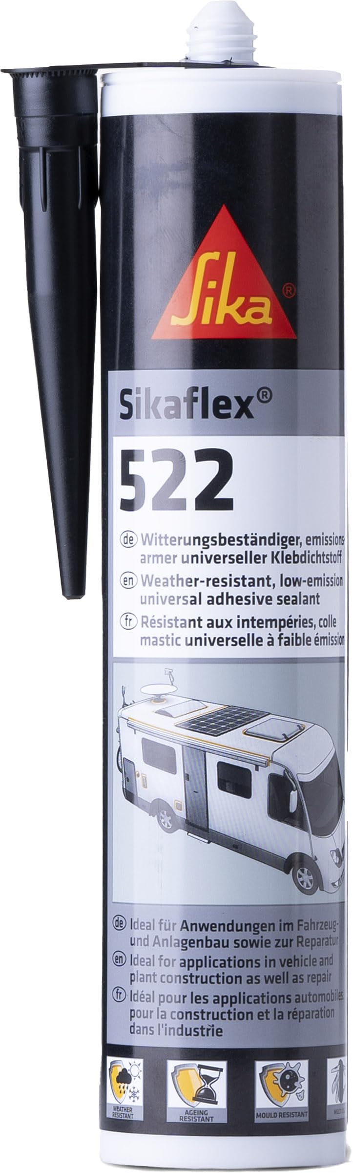 Sika – Dichtstoff – Sikaflex-522 schwarz – ideal für Fugen – innen und außen – UV-stabil und witterungsbeständig – gute Haftung -300 ml von Sika