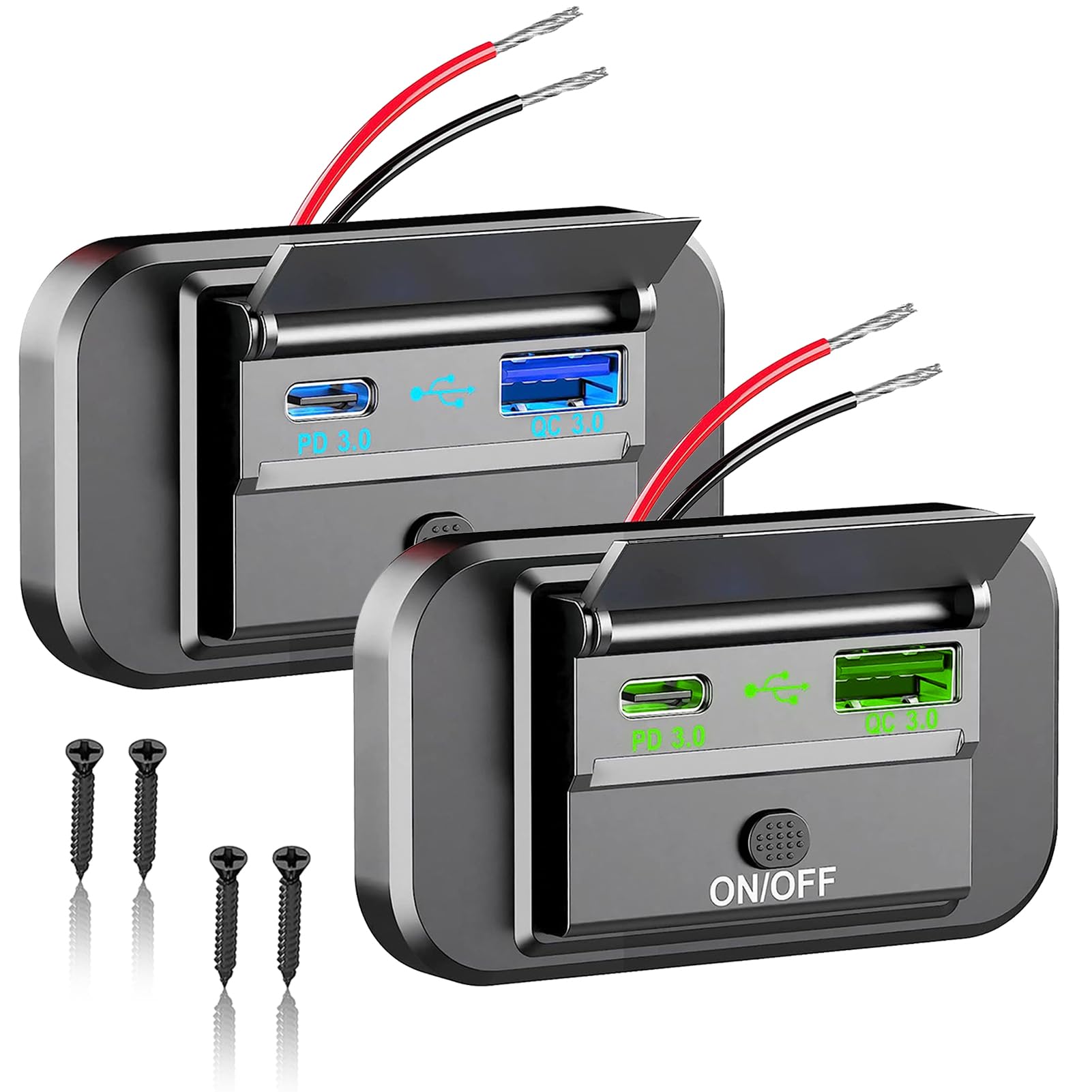 2 Stück Dual USB Ladebuchse Steckdose, PD USB Steckdose, 12V-24V PD3.0+QC3.0 USB Schnellladesteckdose Adapter, Auto Ladegerät Schnellladeadapter für Wohnmobil Motorrad KFZ LKW Boot Golfwagen 2 Stück Dual USB Ladebuchse Steckdose, PD USB Steckdose, 12V-24V PD3.0+QC3.0 USB Schnellladesteckdose Adapter, Auto Ladegerät Schnellladeadapter für Wohnmobil Motorrad KFZ LKW Boot Golfwagen von Silkwish