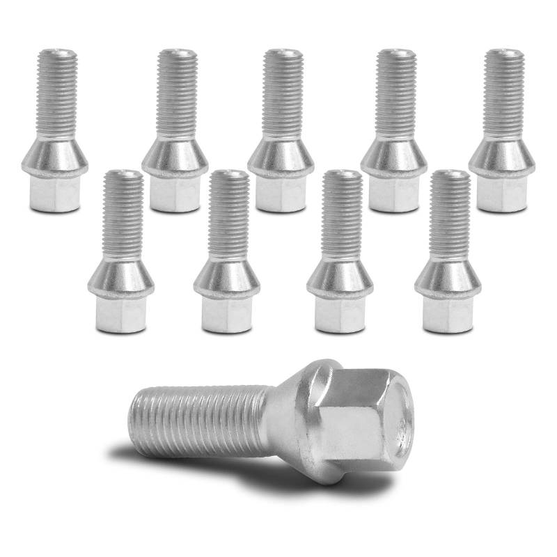 SilverLine Radschrauben M14x1,5 Kegelbund 33mm lang SW 17mm Silber (10 Stk.) - XM1415KE33S von SilverLine by SCC