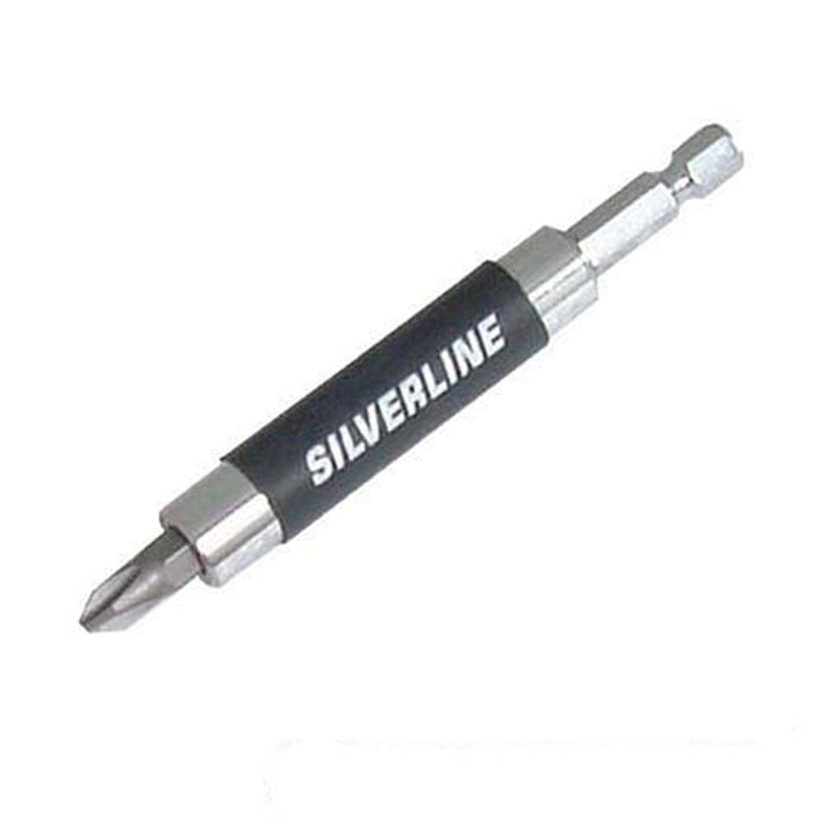 Silverline 704401 Magnetischer Bithalter mit Schraubenhalter 80 mm, 1/4-Zoll-Sechskant von Silverline