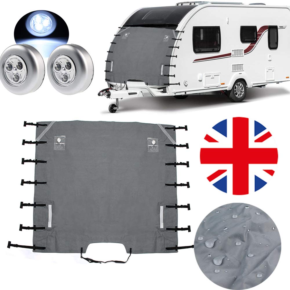 Caravan bugschutzplane - Wohnwagen Abdeckung mit 2 LED-Leuchten, wohnmobil frontscheibenabdeckung Abdeckung wohnmobil mit verbesserte Caravan bugschutzplane - Wohnwagen Abdeckung mit 2 LED-Leuchten, wohnmobil frontscheibenabdeckung Abdeckung wohnmobil mit verbesserte von Silvotek