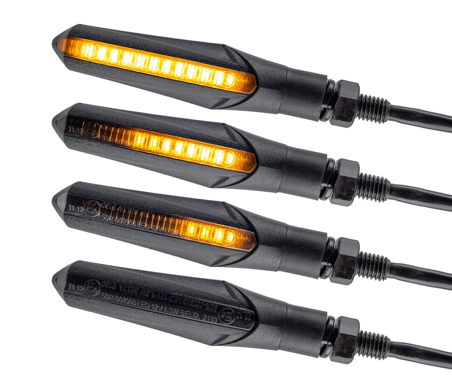 Simda Pro E Mark Led Motorrad Laufeffekt Blinker Lauflicht Sequentiell Schwarz Universal Quad ATV Lauflichtblinker Super Optik und Schön Hell Wasserprüf IP67 E Prüfzeichen von Simda Pro