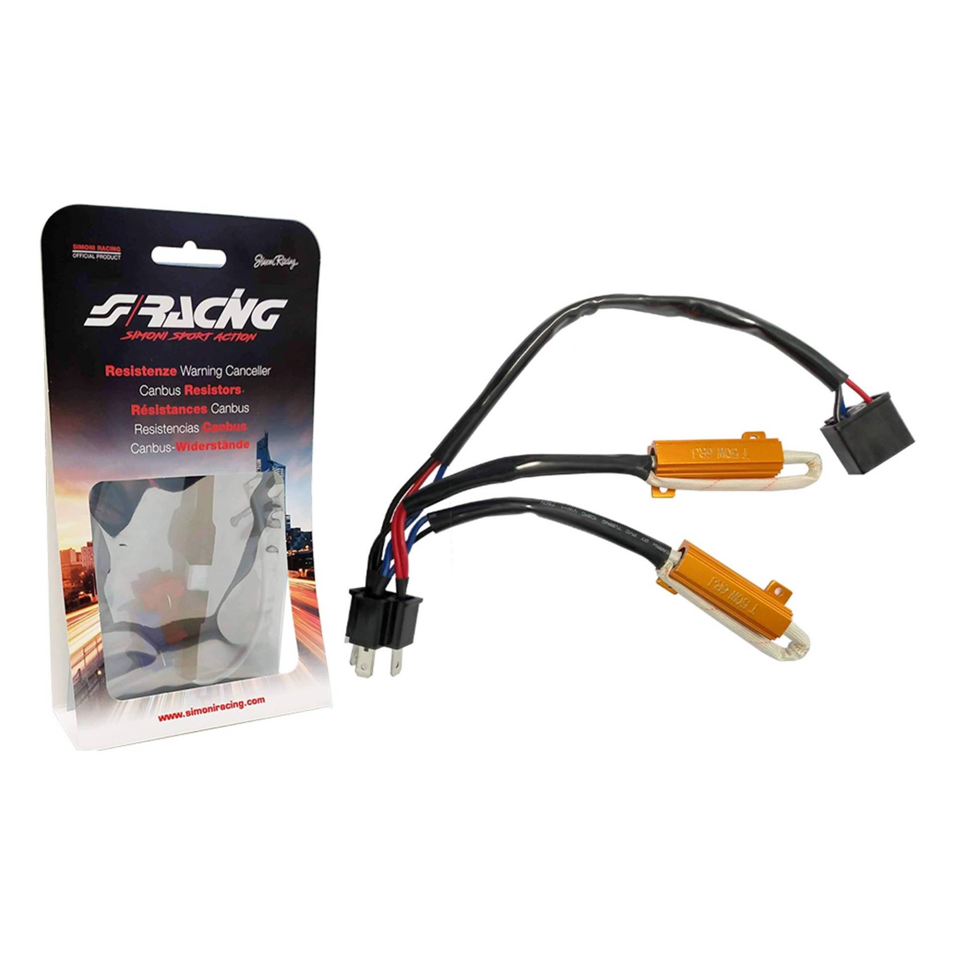 SIMONI RACING 50W4 Widerstand Warning Canceller speziell für LED-Lampen Sockel H4, 50W 6 Ohm mit Steckern, Schwarz SIMONI RACING 50W4 Widerstand Warning Canceller speziell für LED-Lampen Sockel H4, 50W 6 Ohm mit Steckern, Schwarz von Simoni Racing