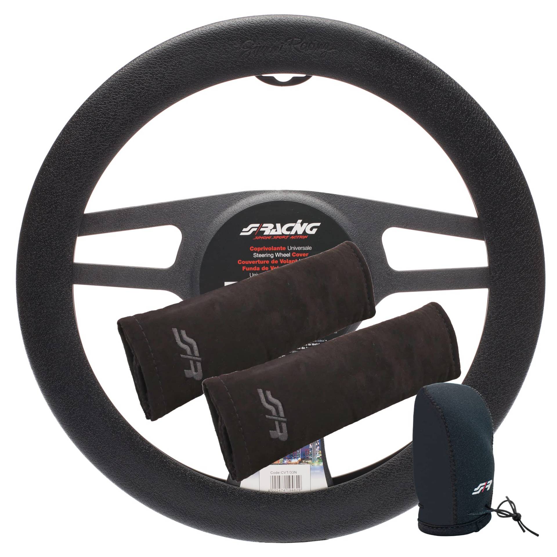 SIMONI RACING Cover Interior Set 0003 Innenraum-Set bestehend aus Lenkradabdeckung, Knaufabdeckung und Gurtschutz von Simoni Racing