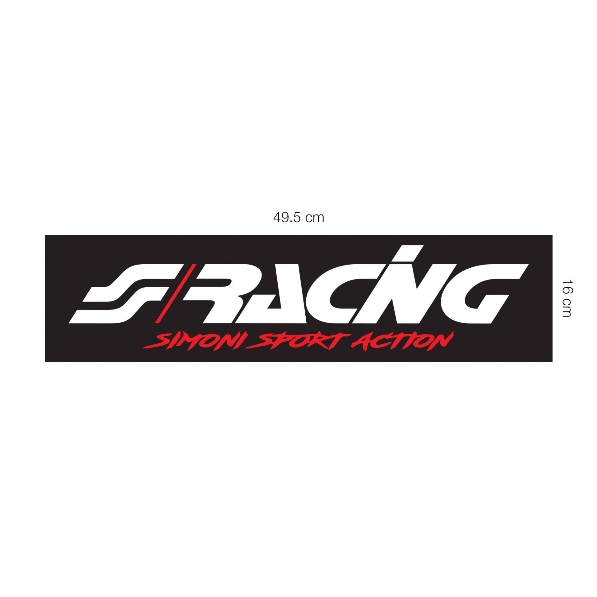 Simoni Racing CR/Big Logo Aufkleber 50 x 16 cm, Logo Weiß Hintergrund schwarz von Simoni Racing