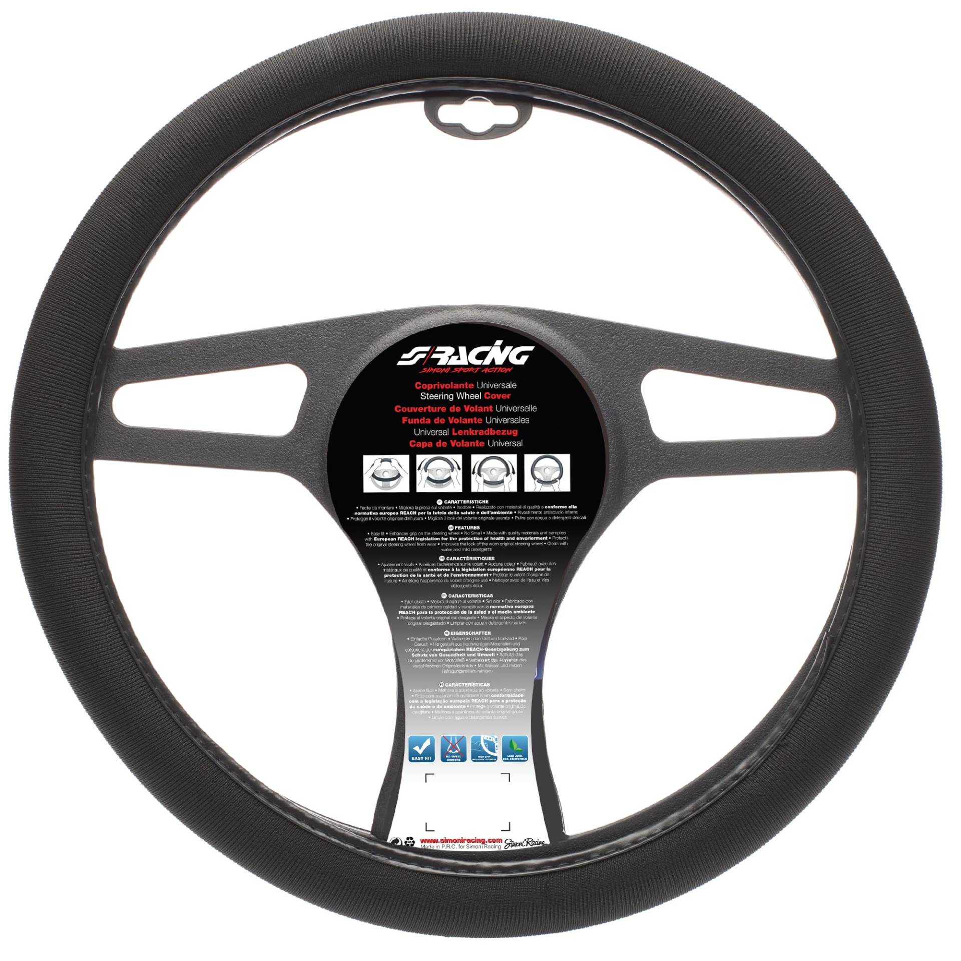 Simoni Racing CVT/11N Günstige 37 Universal Lenkrad Abdeckung, Schwarz von Simoni Racing