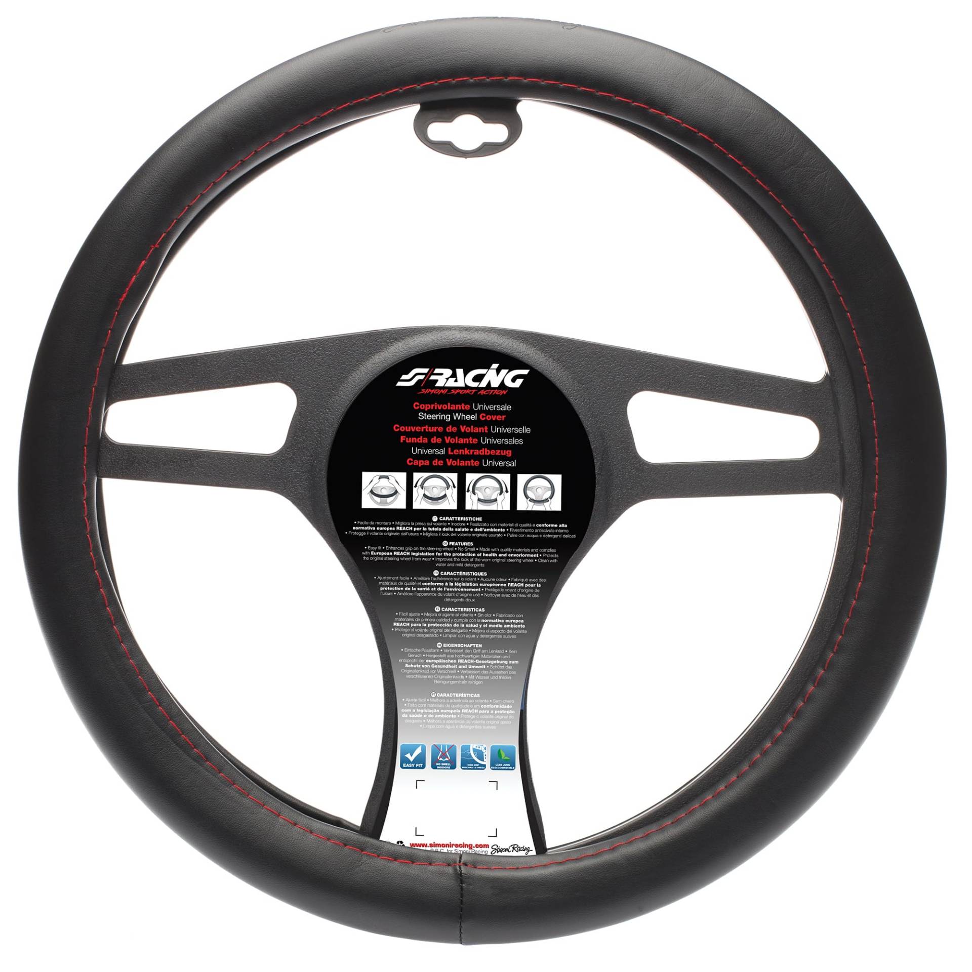Simoni Racing CVT/15 Roter Naht Universal Lenkrad Abdeckung, Schwarz Rot Seam Simoni Racing CVT/15 Roter Naht Universal Lenkrad Abdeckung, Schwarz Rot Seam von Simoni Racing