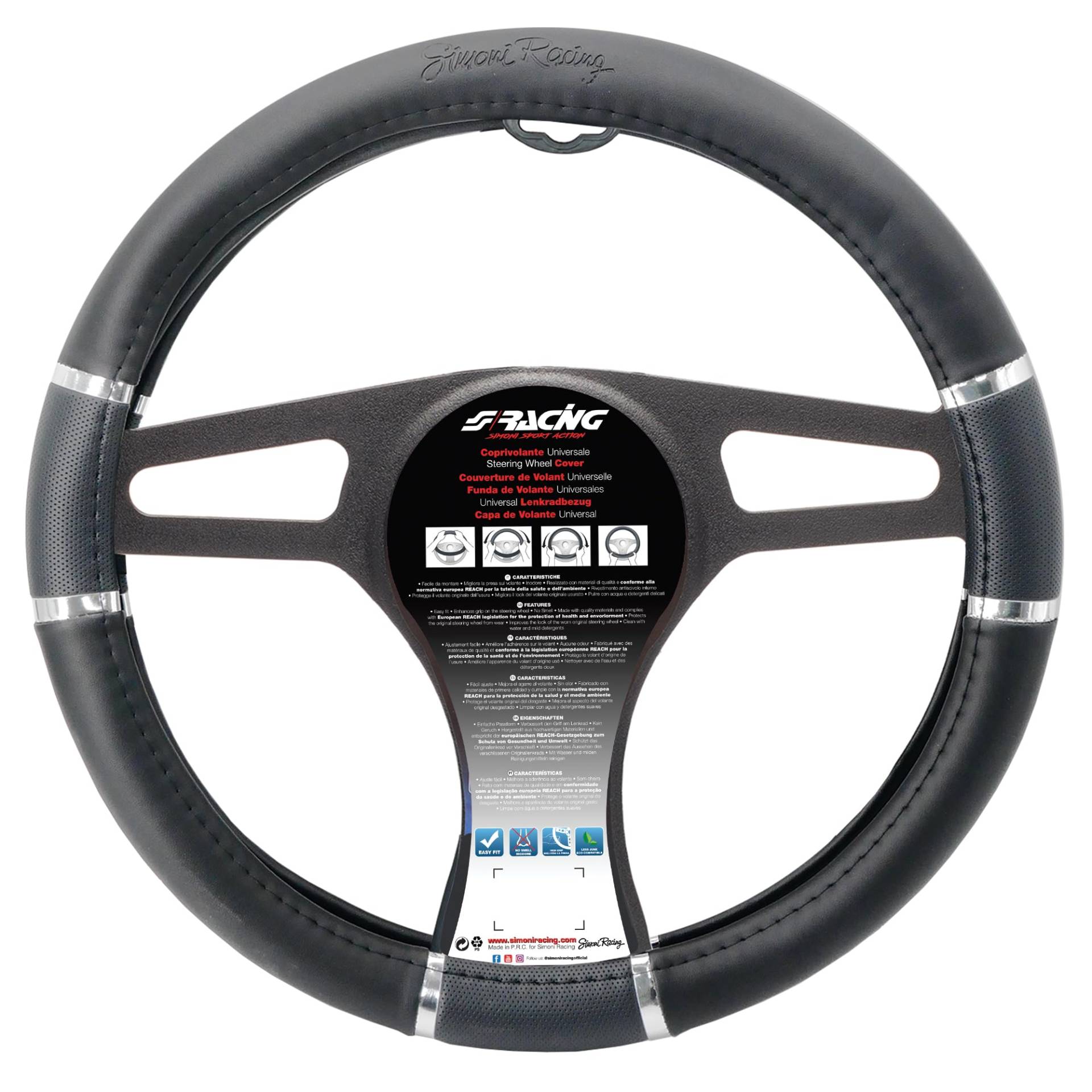 Simoni Racing CVT/17 Chrom und Schwarz Universal Lenkrad Abdeckung Additions Simoni Racing CVT/17 Chrom und Schwarz Universal Lenkrad Abdeckung Additions von Simoni Racing
