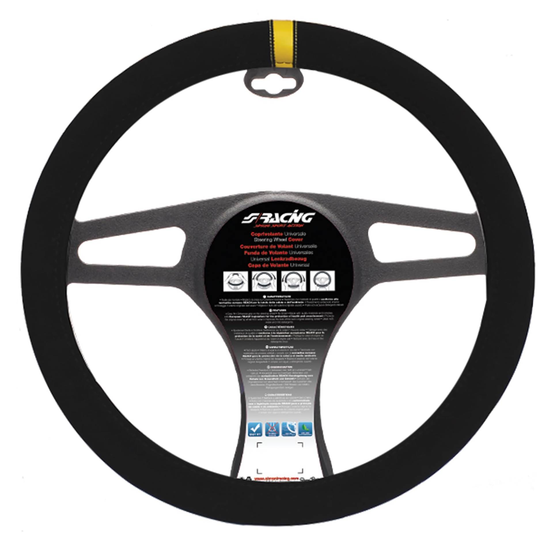 Simoni Racing CVT/27 Universal Lsteering Radabdeckung Carrera-Look, Schwarz Gelb Addition Simoni Racing CVT/27 Universal Lsteering Radabdeckung Carrera-Look, Schwarz Gelb Addition von Simoni Racing