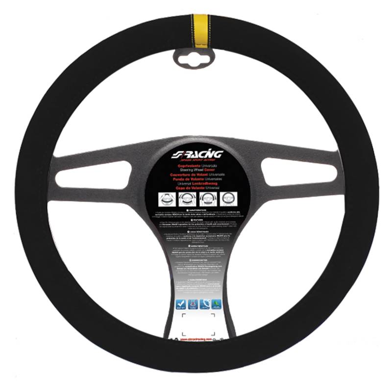 Simoni Racing CVT/27 Universal Lsteering Radabdeckung Carrera-Look, Schwarz Gelb Addition von Simoni Racing