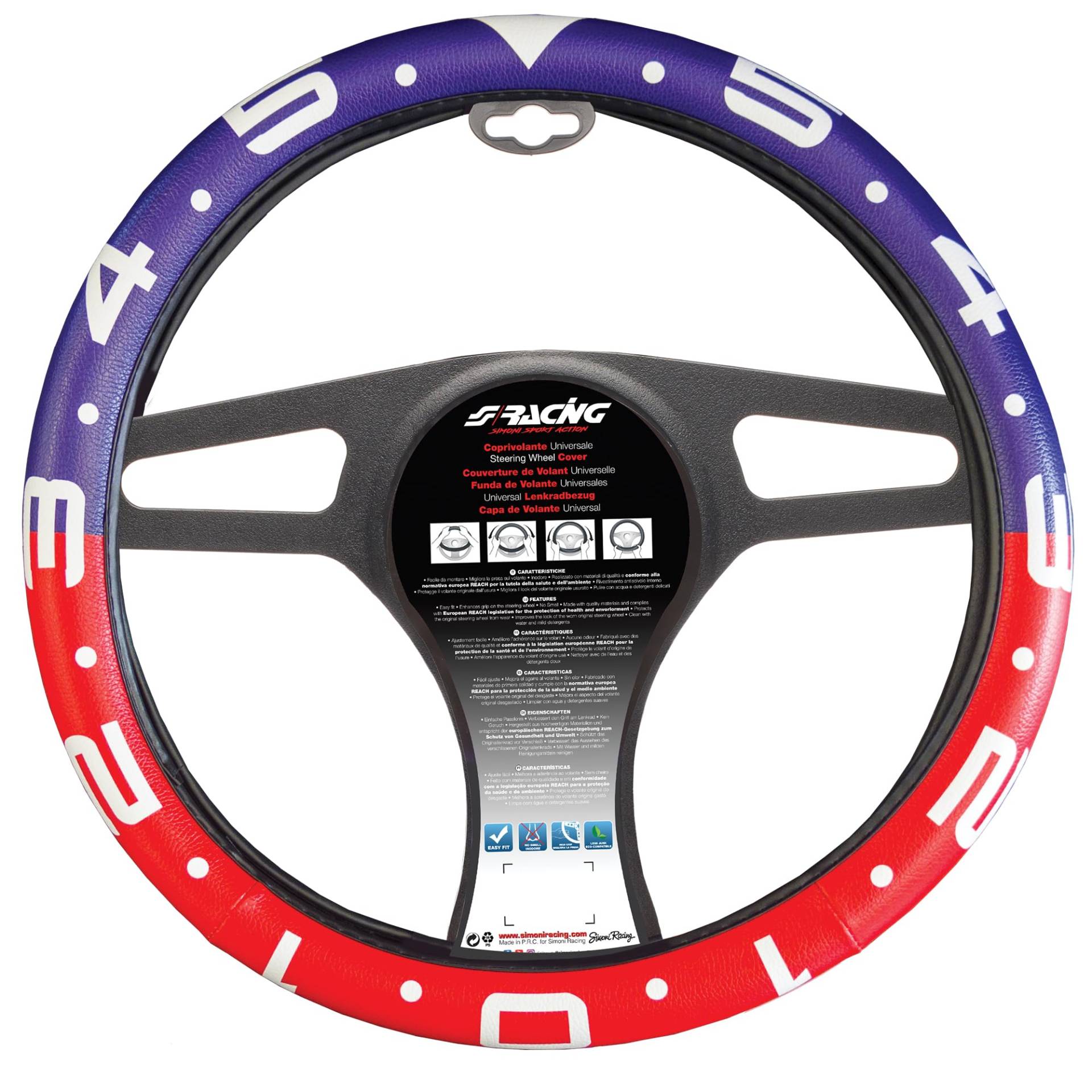 Simoni Racing Lenkradbezug Clock - Rot/Weiß/Blau Ökoleder - 37-39cm Simoni Racing Lenkradbezug Clock - Rot/Weiß/Blau Ökoleder - 37-39cm von Simoni Racing
